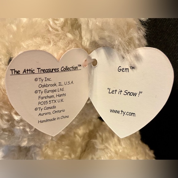 Ty Gem cream stuffed teddy bear in beautiful velvet hooded coat - Picture 9 of 12